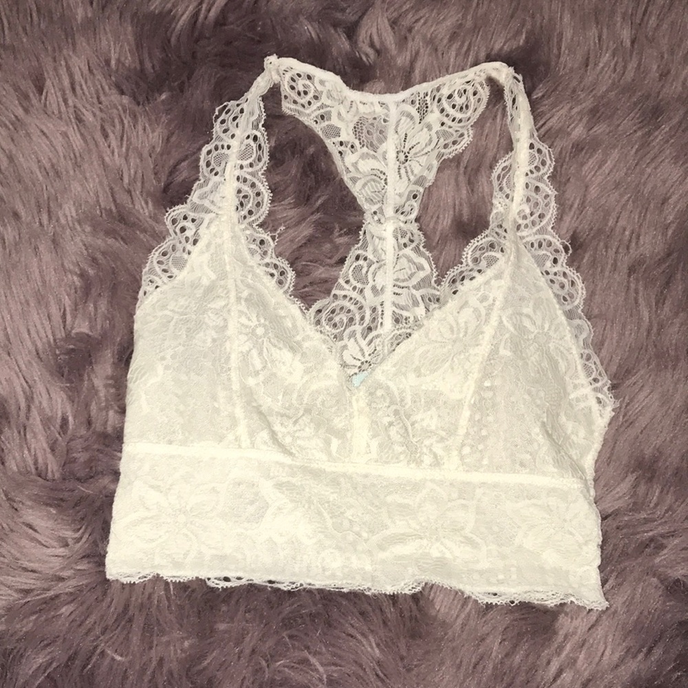 Ivory/White racerback lace bralette